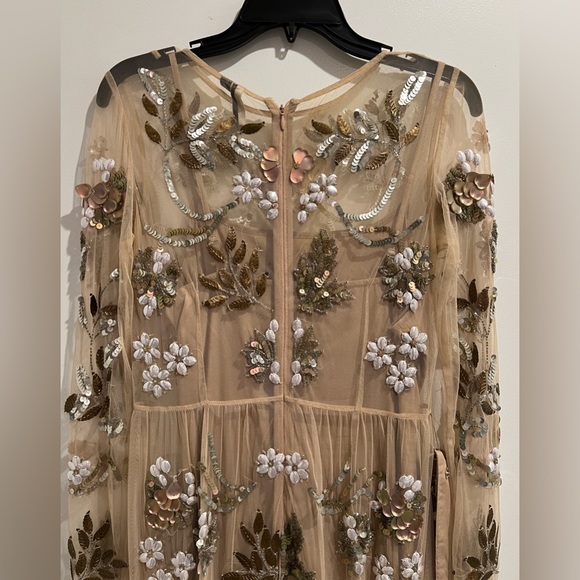 TOPSHOP Embellished Illusion Beige Tan Gown - Picture 8 of 14